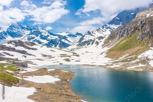 Colorful emerald lake inItalian Alps