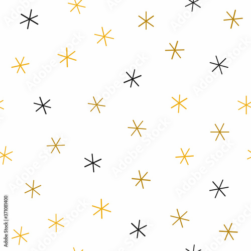 Simple seamless pattern with snowflakes drawn by hand. Doodle  sketch. Vector illustration.