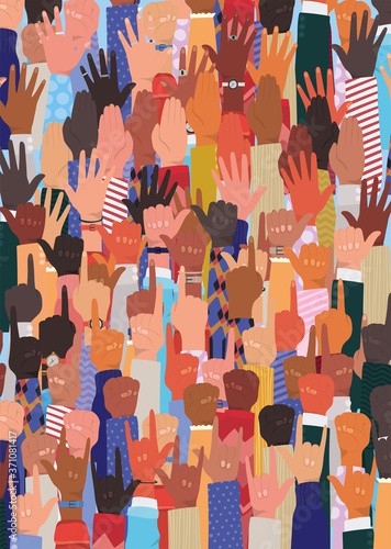 diversity of hands background design, people multiethnic race and community theme Vector illustration