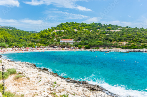 Beautiful Pokoniji Dol beach in Hvar island  Croatia