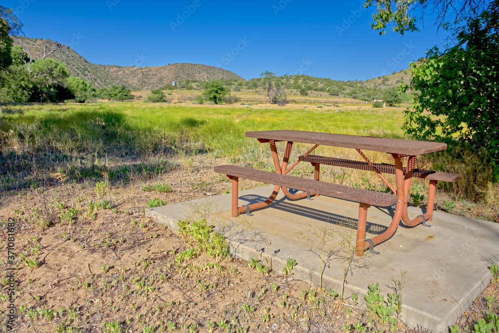 Picnic Table in the Upper Verde River Wildlife Area Arizona