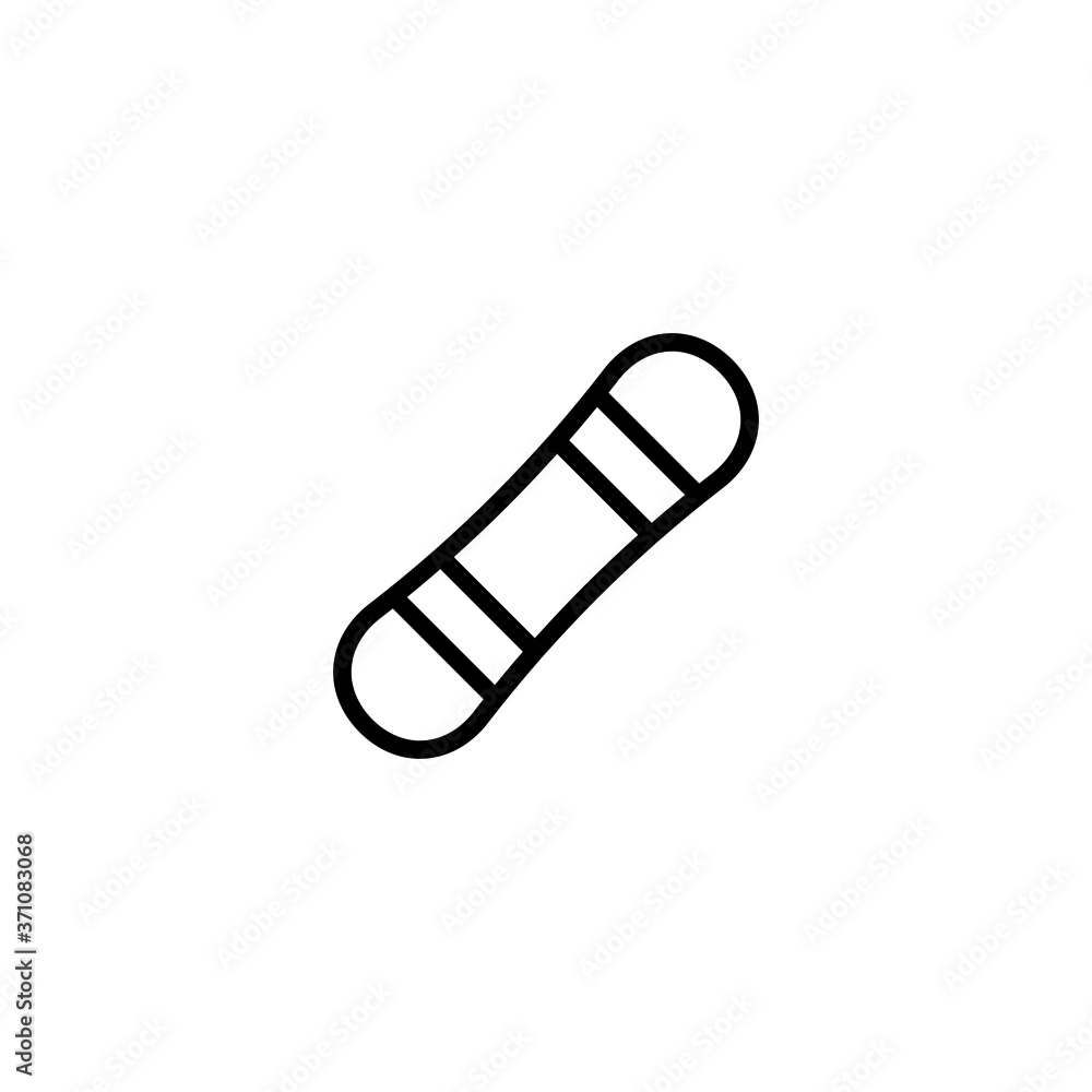 Snowboard icon in black line style icon, style isolated on white background Snowboard icon in black line style icon, style isolated on white background