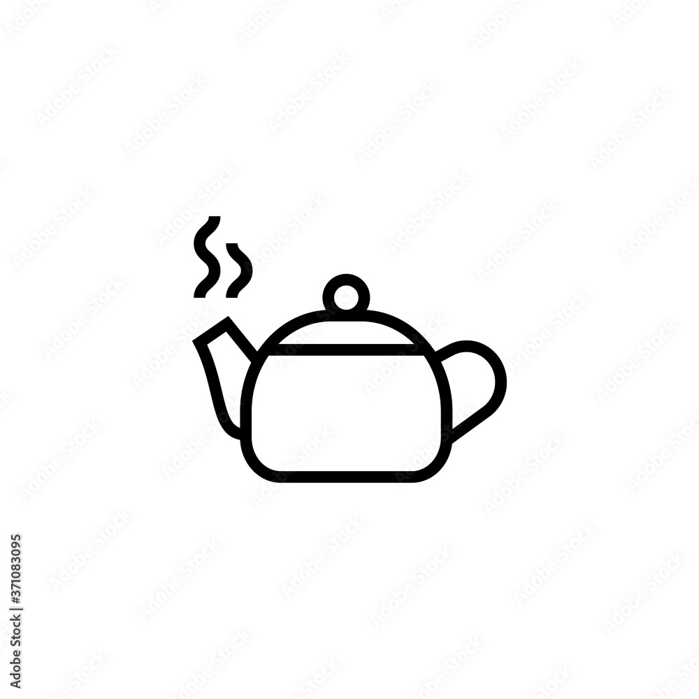 Hot Kettle icon in black line style icon, style isolated on white background Hot Kettle icon in black line style icon, style isolated on white background