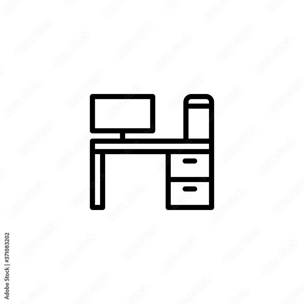 Table icon Dresser in black line style icon, style isolated on white background Table icon Dresser in black line style icon, style isolated on white background