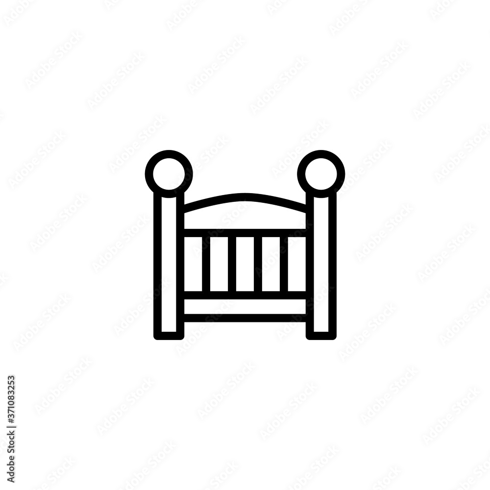 Cradle icon in black line style icon, style isolated on white background Cradle icon in black line style icon, style isolated on white background