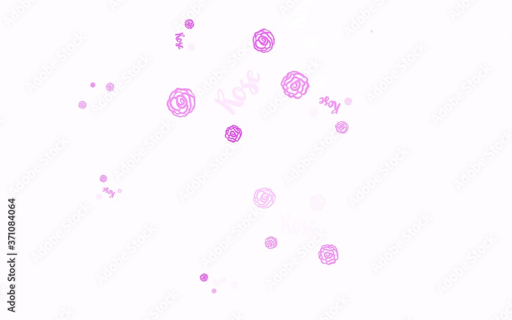 Light Purple vector abstract background with flowers, roses.
