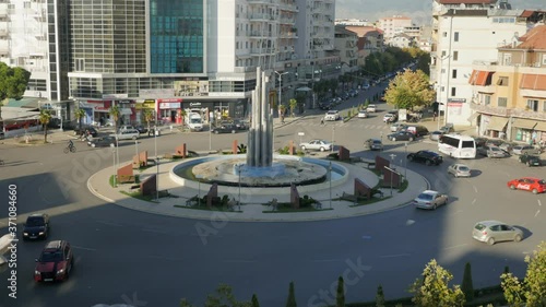 Timelapse in Shkodër in Albania, roundabout