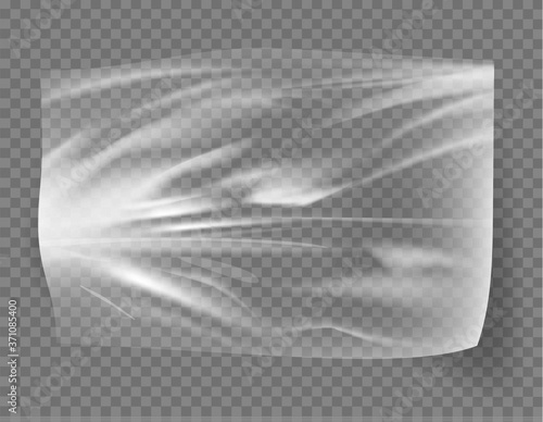Close up vector on a plastic transparent cellophane bag on white background. The texture looks blank and shiny.