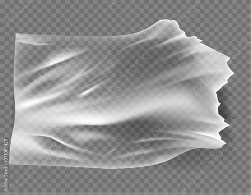 Close up vector on a plastic transparent cellophane bag on white background. The texture looks blank and shiny.