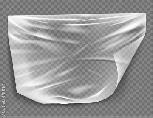 Close up vector on a plastic transparent cellophane bag on white background. The texture looks blank and shiny.
