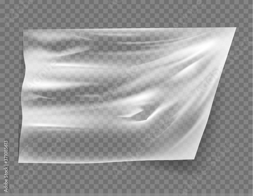 Close up vector on a plastic transparent cellophane bag on white background. The texture looks blank and shiny.