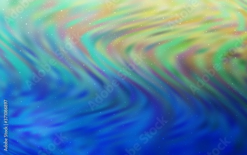 Light Blue, Green vector pattern with night sky stars. Shining colored illustration with bright astronomical stars. Smart design for your business advert.