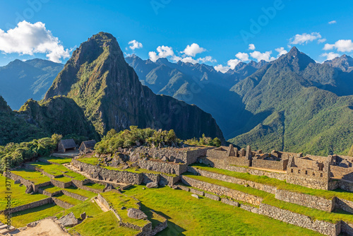 The lost city of Machu Picchu close to sunset  Cusco  Peru.