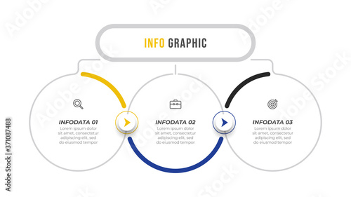  Infographic vector design template with arrows and icons. Business concept with 3 options or steps. Can be used for presentations, annual report, info chart. 
