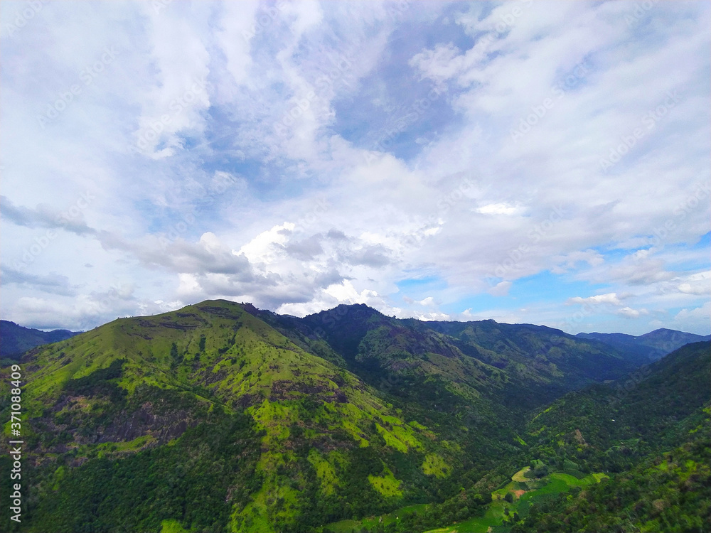 mountain landscape with blue sky and clouds