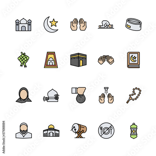 Ramadan Filled outline icon set template