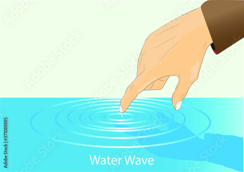 water drop wave. The water wave created by the raindrop. direction of water waves. trough of water waves. physics