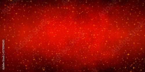red dark saturated abstract background with blackouts on the edges and shine of many stars. Grunge shining background