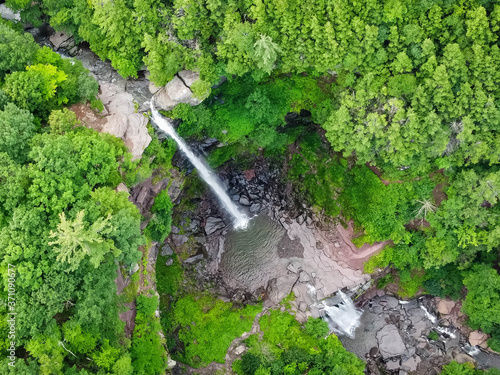 Kaaterskill Falls cascade aerial view in summer scenic destination photo