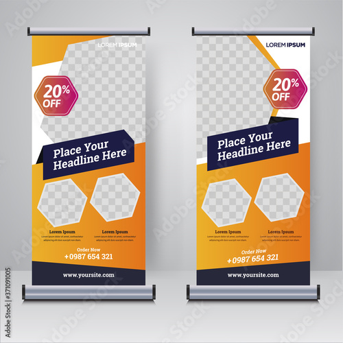 Food and Restaurant roll up banner design template