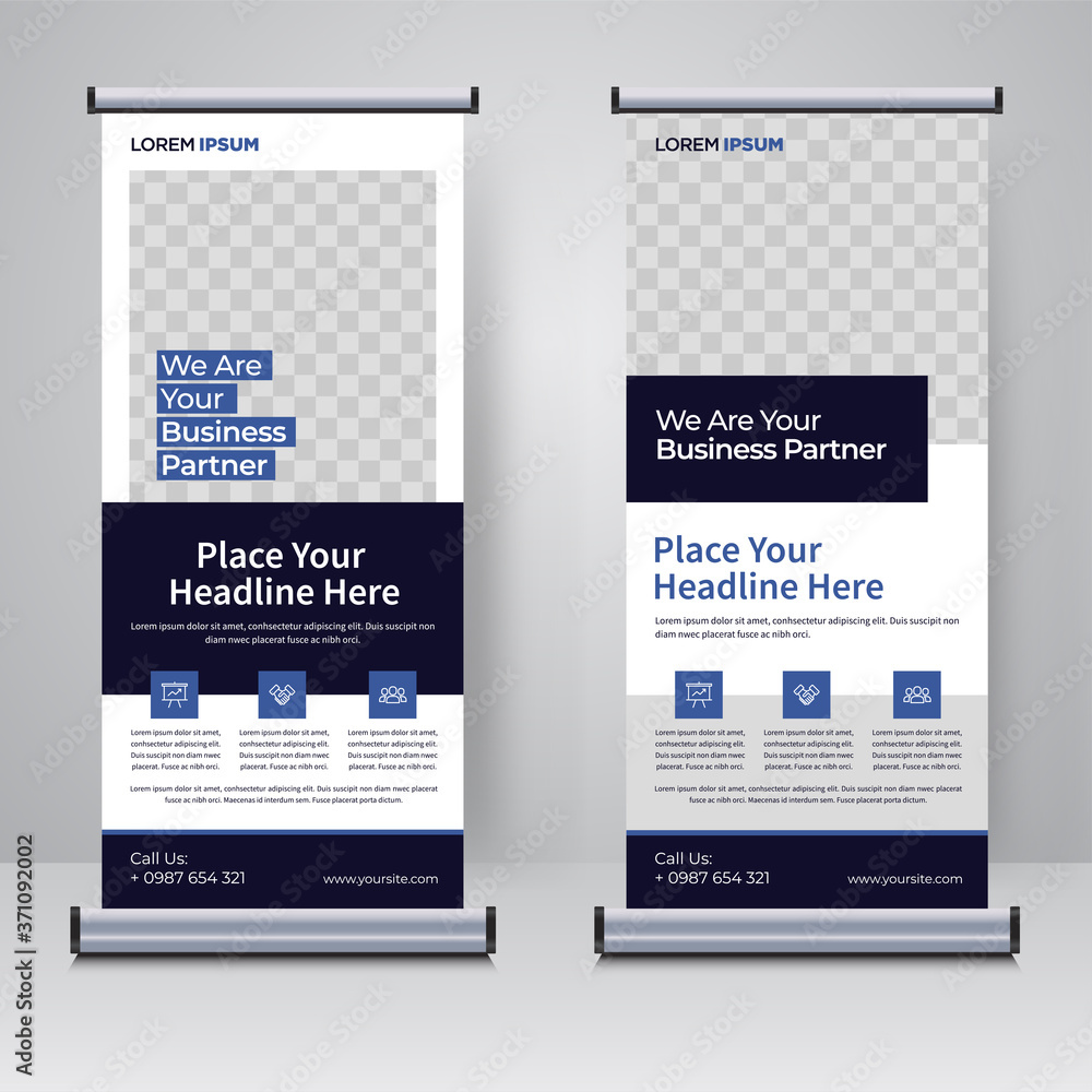 Naklejka premium Corporate rollup or X banner design template