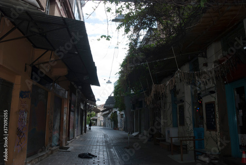 Monastiraki, Athens, Greece, May 2020: The city of Athens deserted during the coronavirus quarantine  © Dimitris