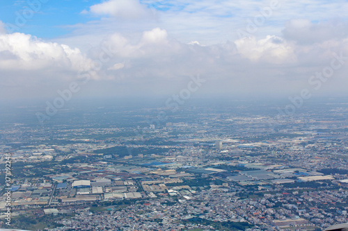 View of Ho Chi Minh city from the airplane's window