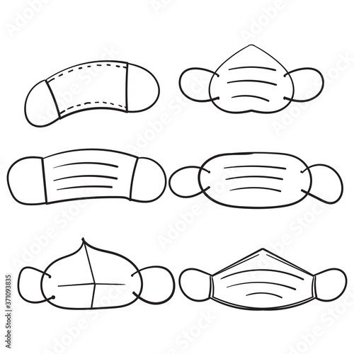 doodle face mask or medical mask icon illustration sketch handdrawn style