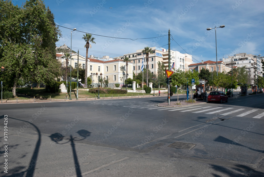 Athens, Greece, May 2020: The city of Athens deserted during the coronavirus quarantine 