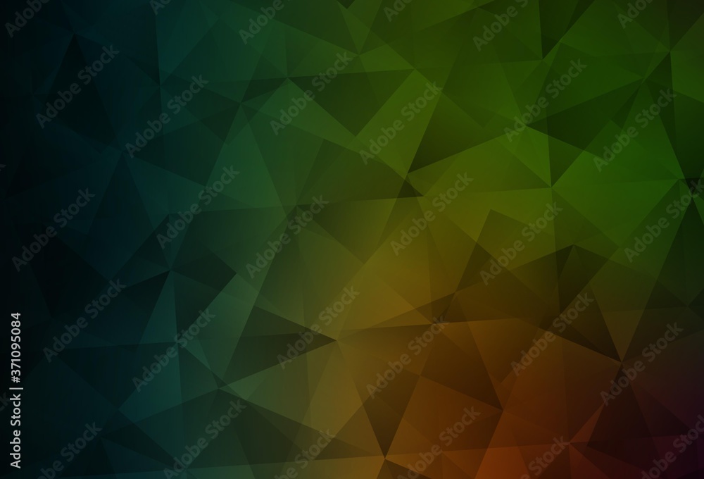 Obraz premium Dark Green, Red vector shining triangular backdrop.