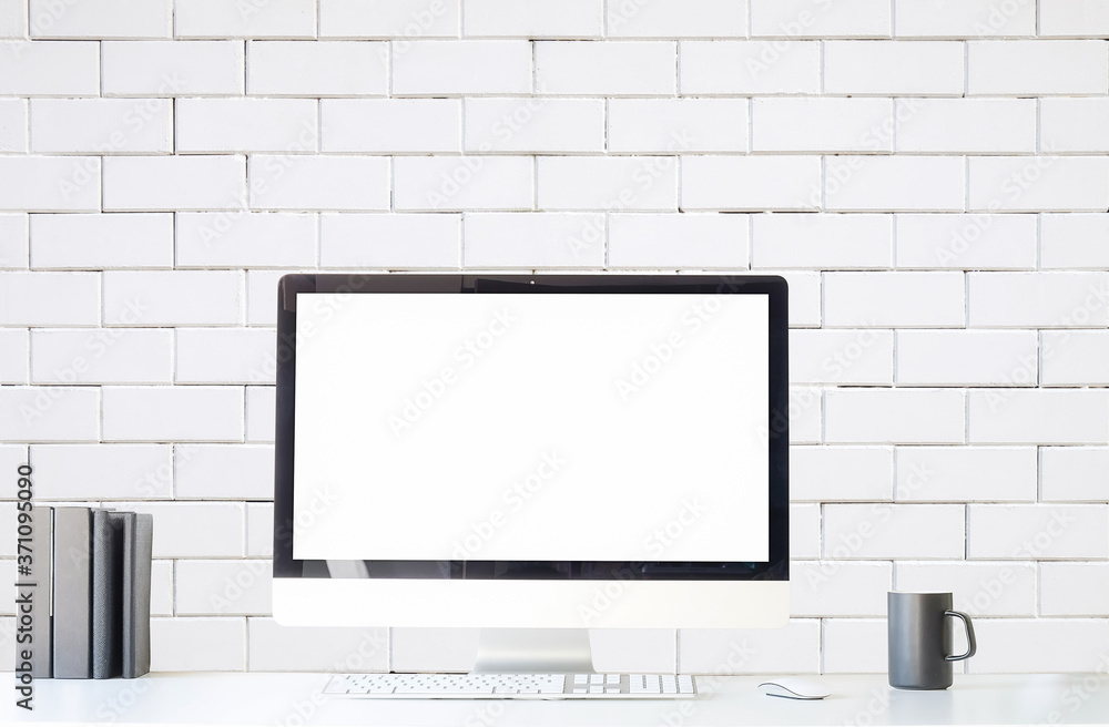 Workspace desk and laptop. copy space and blank screen. Business image, Blank screen laptop and supplies. Workspace desk and laptop. copy space and blank screen. Business image, Blank screen laptop and supplies.
