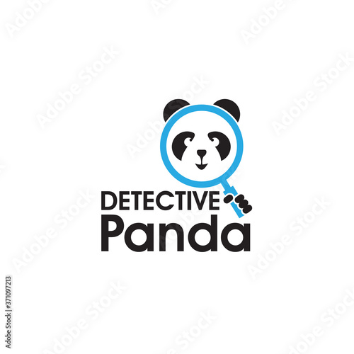 detective panda logo, creative loops and panda face vector