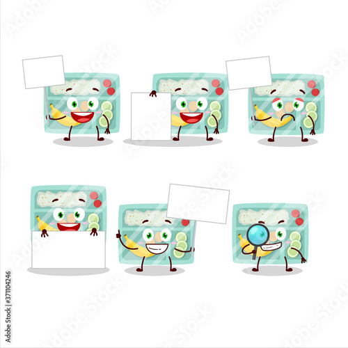Lunch box cartoon character bring information board