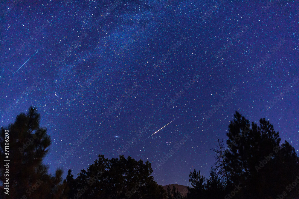 Perseid Meteors with the Milky Way Galaxy during the Perseids Meteor