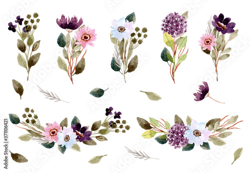 beautiful flower bouquet arrangement watercolor collection