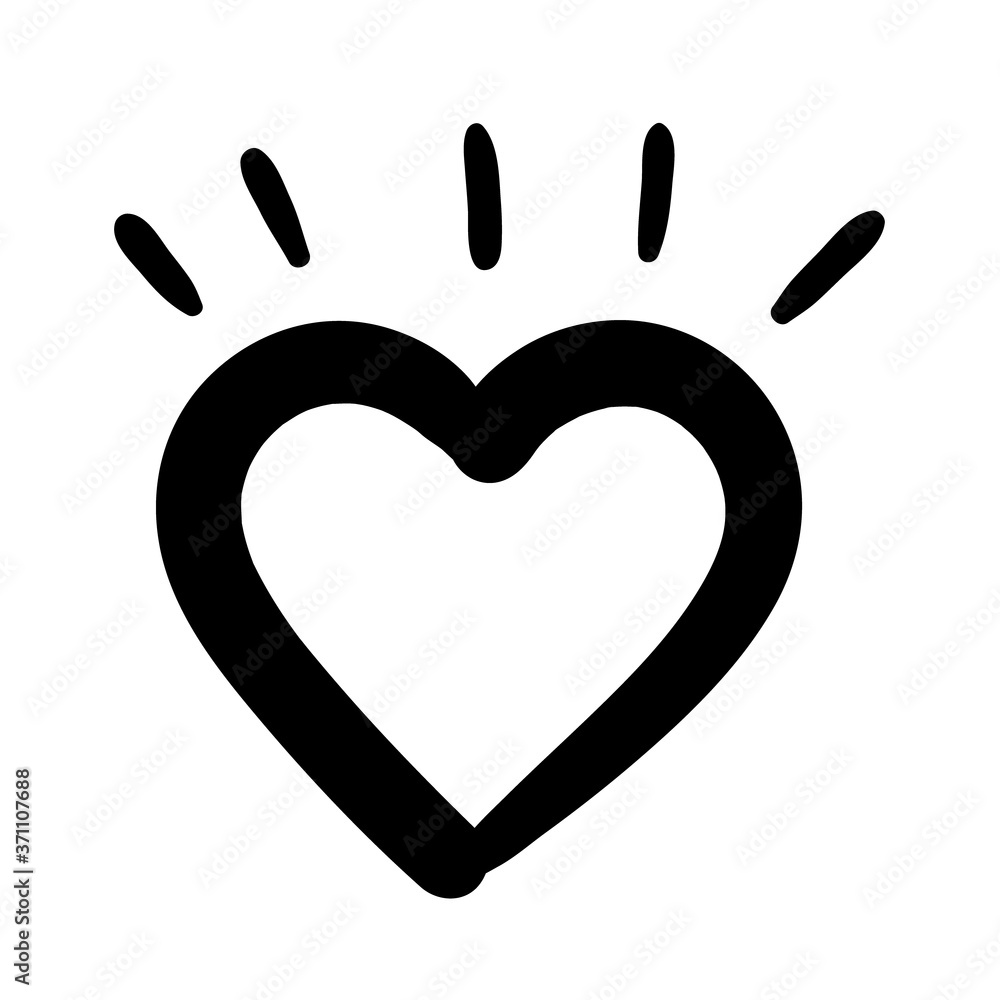 Obraz premium heart love with lines splash work art silhouette style