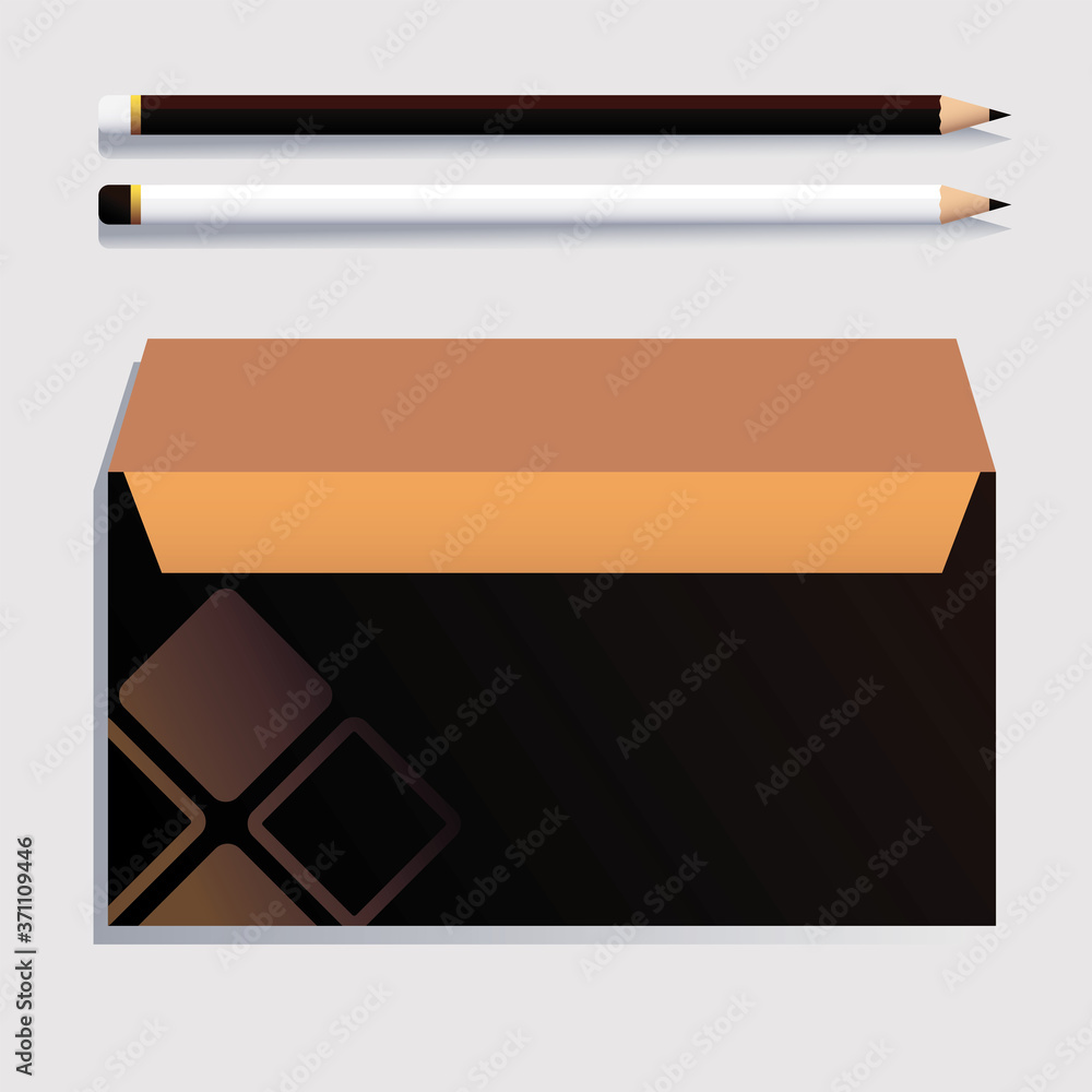 box and pencil, corporate identity template on white background box and pencil, corporate identity template on white background