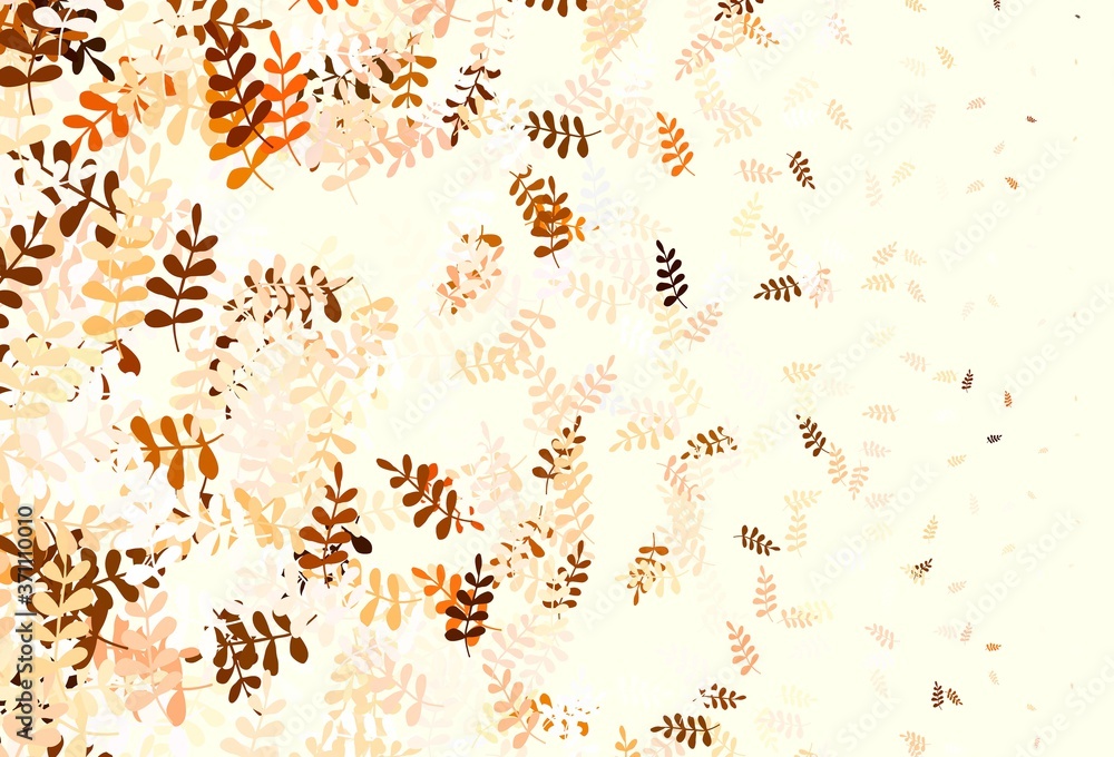 Light Orange vector doodle template with leaves. Light Orange vector doodle template with leaves.