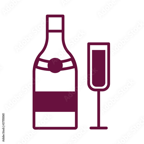 champagne cup and bottle drink line style icon