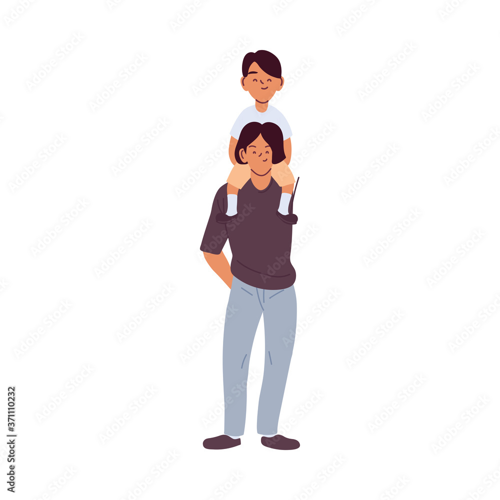 Father and son cartoons vector design
