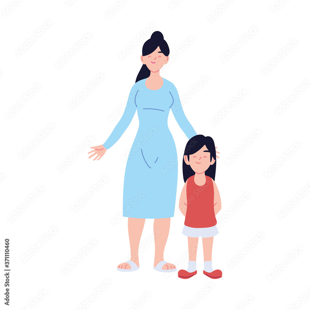 Mother with daughter cartoons vector design Mother with daughter cartoons vector design