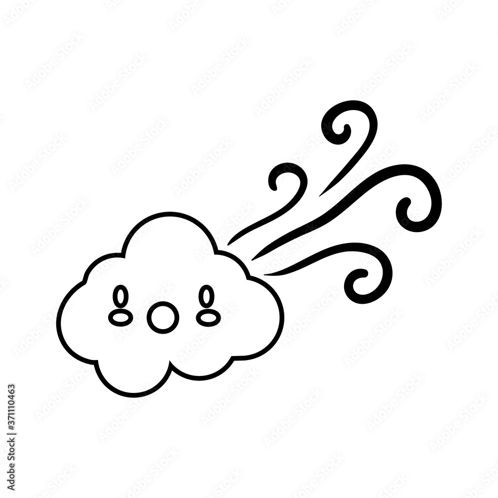 cloud sky with air kawaii comic character line style cloud sky with air kawaii comic character line style