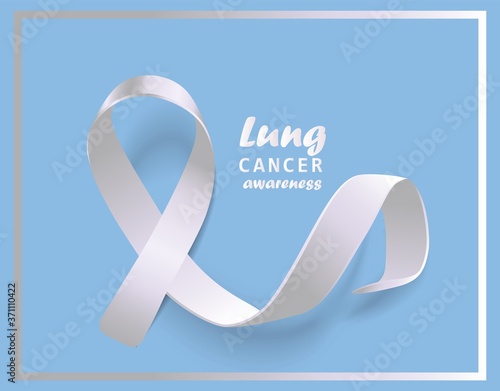 White ribbon for lung cancer awareness campaign - rectangle banner