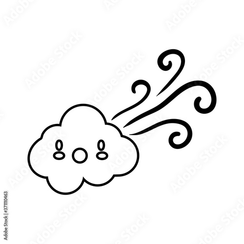 cloud sky with air kawaii comic character line style