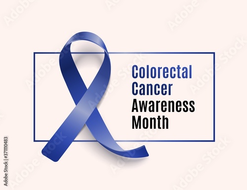 Colorectal cancer awareness month - dark blue ribbon with text