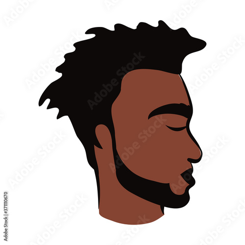profile young afro man ethnicity with beard flat style icon