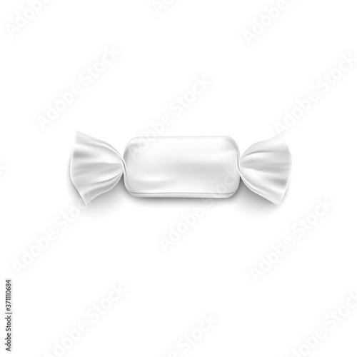 Realistic white candy wrapper mockup - rectangle chocolate sweets packaging