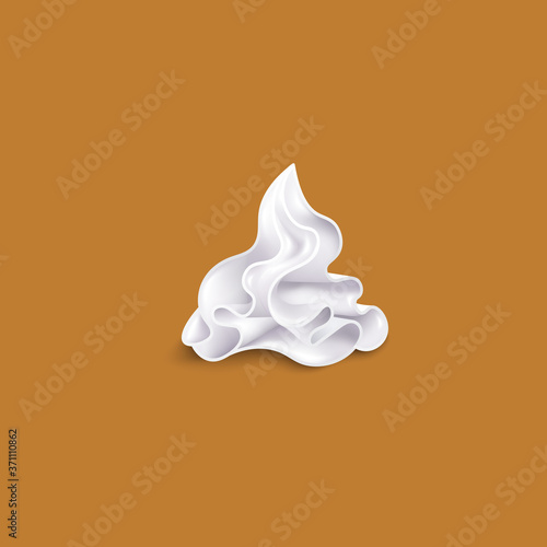 White whipped cream dollop with realistic cream texture