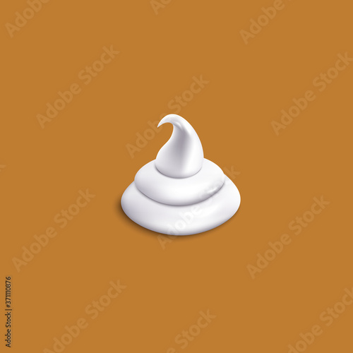 Swirl shaped whipped cream dollop with realistic creamy texture