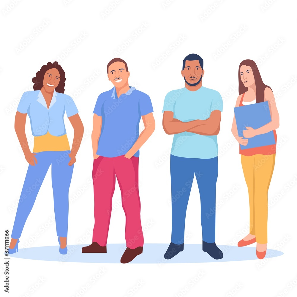 Fototapeta premium multi ethnic group of people standing together. society diversity illustration concept